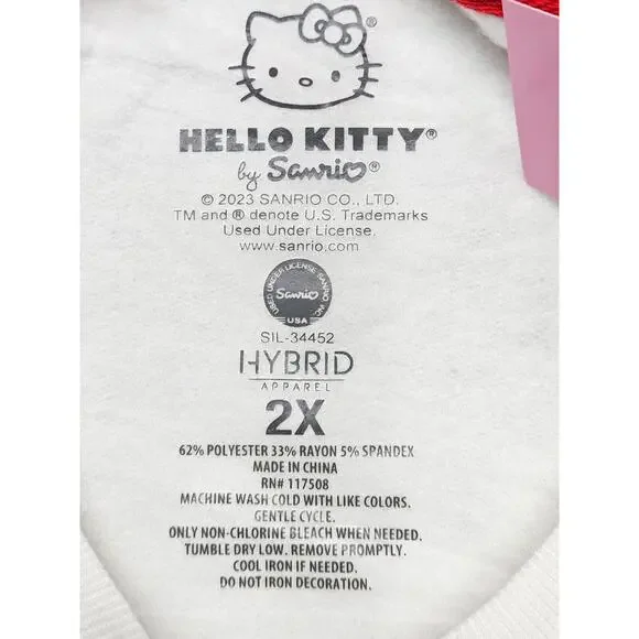 Hello Kitty by Sanrio Women's Cozy Graphic Sweatshirt Plus Size 2X White - Picture 7 of 9